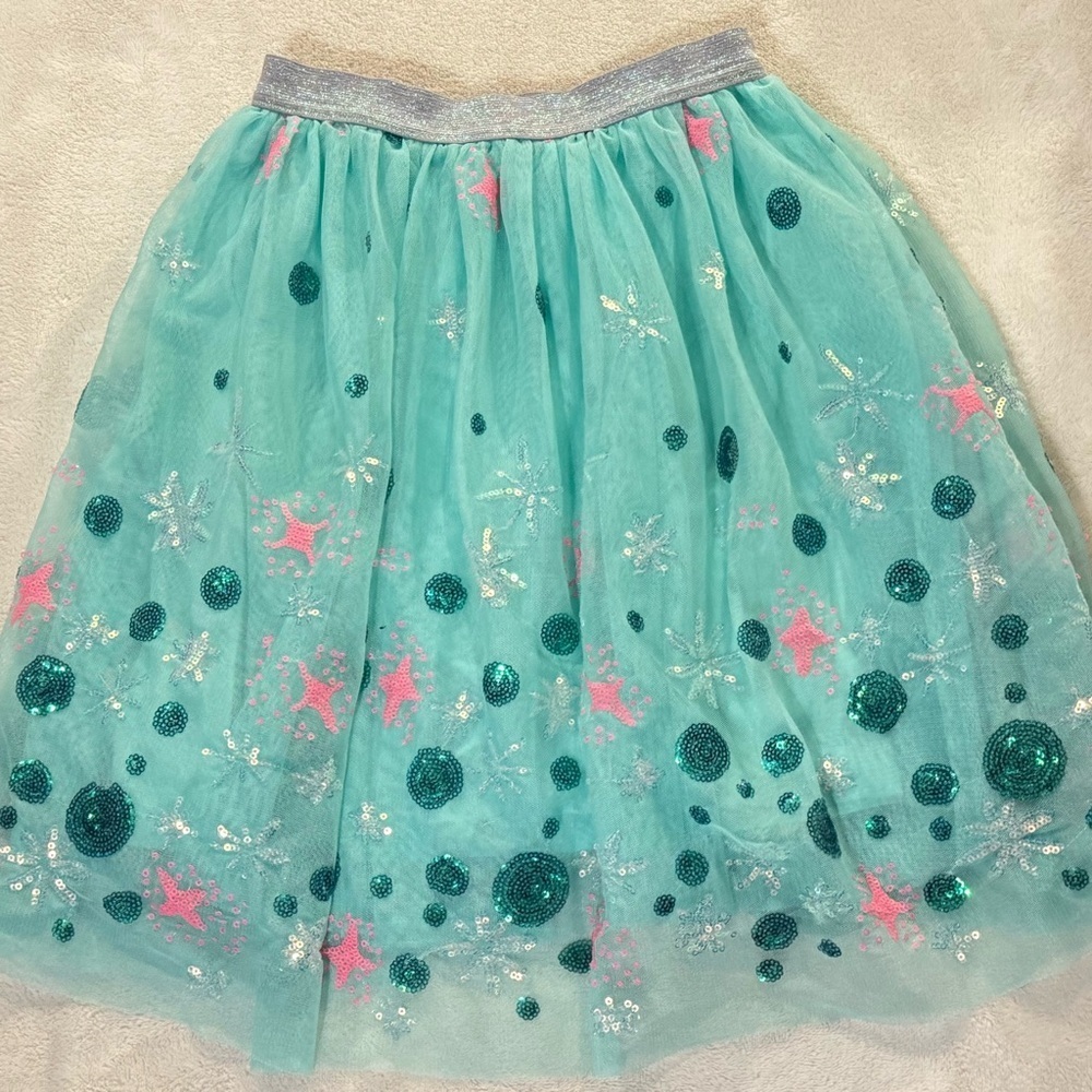 Cat & Jack Teal and Pink Embellished A-Line Skirt